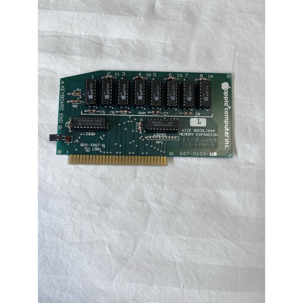 Vintage Apple IIe 80 Column 64K Memory Expansion Card 820-0067-B 607-0103 RAM